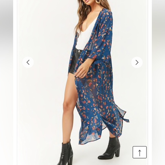 NWT Forever 21 Floral Chiffon Longline Cardigan - Picture 2 of 4